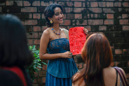 NEW DELHI, INDIA - SEPTEMBER 6 2024  LGBTQ community members and supporters from Delhi University take part in a Pride Parade, organized by Students Organisation of India (SFI) at Arts Faculty, North Campus on September 6, 2024 in New Delhi, India. The stのeditorial素材