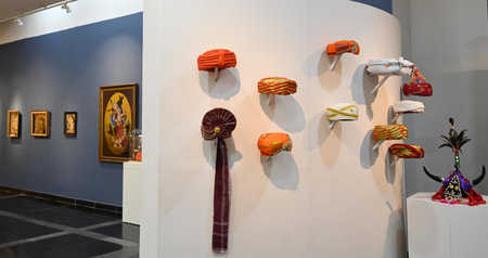 NEW DELHI, INDIA - SEPTEMBER 16: Mementoes received by Prime Minister Narendra Modi puts on display as Ministry of culture Govt of India hosts E Auction of the collection of Prime Minister's gift/Mementoes at National Gallery of Modern Art on September 16のeditorial素材
