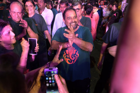 NAVI MUMBAIINDIA SEPTEMBER 17 2024 Singer Shankar Mahadevan along with his family and friends before...