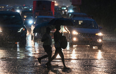 MUMBAI, INDIA - SEPTEMBER 25: Heavy rain continued in several parts of Mumbai city and suburbs, as...