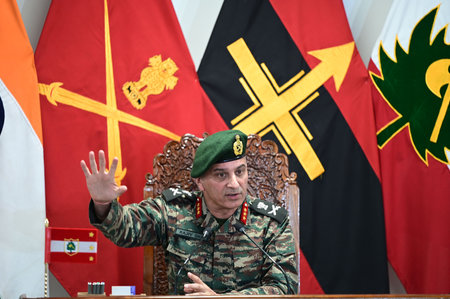 SRINAGAR INDIA OCTOBER 3 2024 General Officer Commanding GOC of Srinagar based Chinar Corps...
