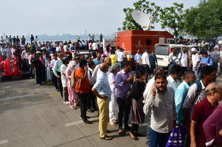 MUMBAI, INDIA - OCTOBER 10: Visitors in que to pay their last respects to Indian Industrialist Ratan...