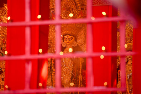 GURUGRAM, INDIA - OCTOBER 12: Women performing puja on Dashami during Durga Puja festival organised by Purbapalli Durgotsav at Community Centre Sector 15 Part 2, near HUDA Market, on October 12, 2024 in Gurugram, India. (Photo by Parveen Kumar/Hindustan Tのeditorial素材