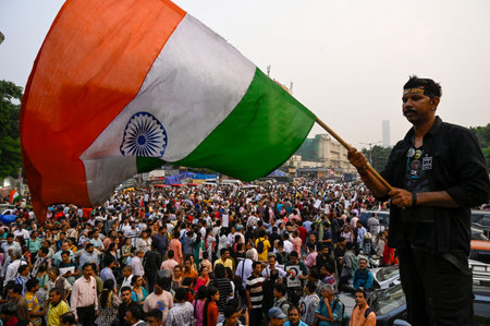 KOLKATA INDIA OCTOBER 15 2024 Citizen participate in mass protest demanding justice for RG Kar rape...