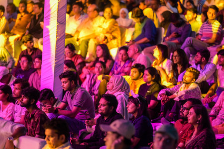 NEW DELHI INDIA OCTOBER 17 2024 Audience listening to the Singers Shiv Rajoria and Jyotsana Rajoria...