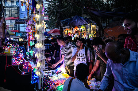 NEW DELHI, INDIA - OCTOBER 27: Huge crowd seen at Bhagirath Palace for shopping of Lights and Lamps, ahead of Diwali Festival, on October 27, 2024 in New Delhi, India. (Photo by Salman Ali/Hindustan Times )のeditorial素材