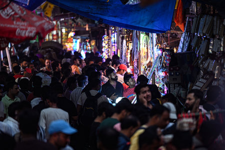 NEW DELHI, INDIA - OCTOBER 27: Huge crowd seen at Bhagirath Palace for shopping of Lights and Lamps, ahead of Diwali Festival, on October 27, 2024 in New Delhi, India. (Photo by Salman Ali/Hindustan Times )のeditorial素材