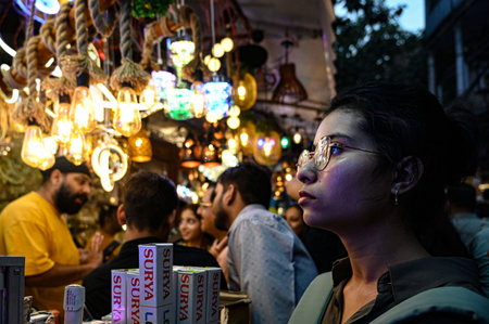 NEW DELHI, INDIA - OCTOBER 27: Huge crowd seen at Bhagirath Palace for shopping of Lights and Lamps, ahead of Diwali Festival, on October 27, 2024 in New Delhi, India. (Photo by Salman Ali/Hindustan Times )のeditorial素材