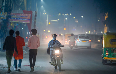 NEW DELHI, INDIA - OCTOBER 31: Heavy Smog seen engulfed on the occasion of Diwali despite the ban...