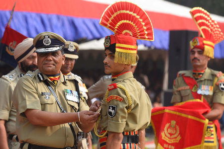 GURUGRAM INDIA NOVEMBER 4 2024 New recruits of the Indian Border Security Force BSF march past...