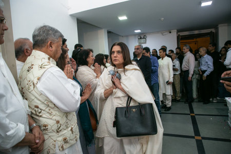 NEW DELHI, INDIA - NOVEMBER 6: Renu Tandon during the prayer meeting of legendary fashion designer...