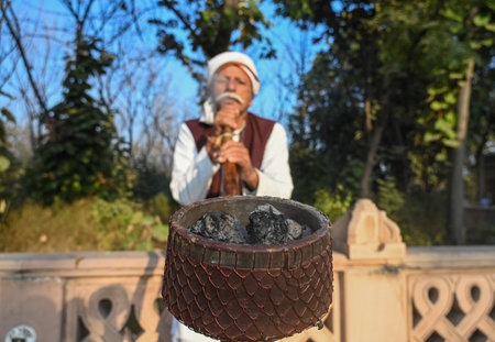 NOIDA INDIA DECEMBER 3 2024 Farmers of Samyukta Kisan Morcha Uttar Pradesh protesting inside at the National Dalit Memorial Ambedkar Park demanding proper compensation for the acquired land on December 3 2024 in Noida India Photo by Sunil Ghosh Hindustan のeditorial素材