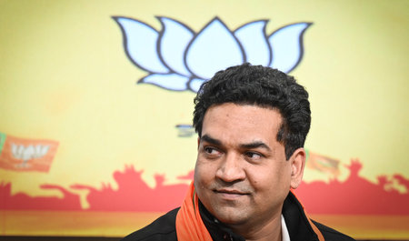 NEW DELHI INDIA DECEMBER 10 2024 Kapil Mishra BJP Leader addresses a press conference at Delhi BJP...