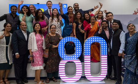 MUMBAI INDIA DECEMBER 18 2024 US consulate staff and guests celebrating 80 years of US INDIA partnership at Dosti House BKC on December 18 2024 in Mumbai India Photo by Satish Bate Hindustan Timesのeditorial素材