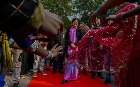 NEW DELHI INDIA DECEMBER 21 2024 Delhi Chief Minister Atishi interact with School students during...