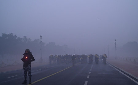 NEW DELHI, INDIA - DECEMBER 25: Indian Coast Guard Contingent's rehearsals for Republic day Parade...