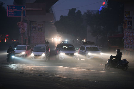 NEW DELHI, INDIA - DECEMBER 26: A thick layer of fog seen engulfed in the early hours of a cold...