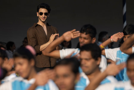 MUMBAI, INDIA - DECEMBER 21: (EDITOR'S NOTE: This is an exclusive image of Hindustan Times) Bollywood actor Vedang Raina returns his alma mater with Trustee, Sujay Jairaj at Jamnabai Narsee School to support the 21st Anto nual Sports Meet for Differently のeditorial素材