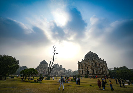 NEW DELHI, INDIA - DECEMBER 29: People enjoying as the weather gets cleared after two days of rains in National capital at Lodhi Garden on December 29, 2024 in New Delhi, India. North India is reeling under cold weather with temperatures plummeting acrossのeditorial素材