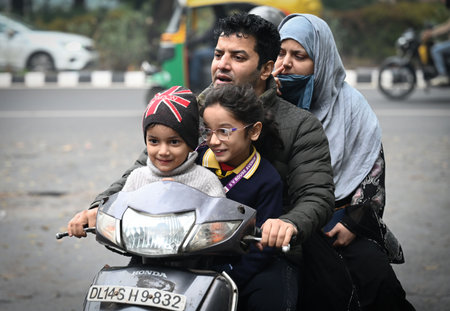 NEW DELHI, INDIA - DECEMBER 29: Students seen along with their parents as a Mega PTM is organized in all Delhi Government School at DDU Marg ion December 29, 2024 in New Delhi, India. North India is reeling under cold weather with temperatures plummeting のeditorial素材