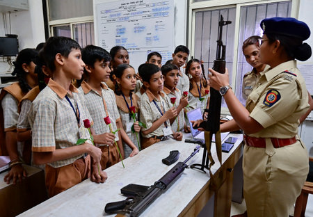 MUMBAI, INDIA - JANUARY 2: On occasion of Maharashtra Police foundation Day, students from BMC...