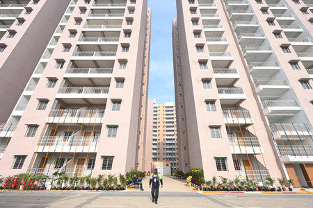 NEW DELHI, INDIA - JANUARY 3: A view of 1675 new  Swabhiman Apartments under Slum Rehabilitation...