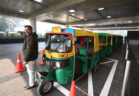 NEW DELHI, INDIA - JANUARY 4: Auto rickshaws seen parked outside ISBT Kashmiri Gate as Lieutenant...