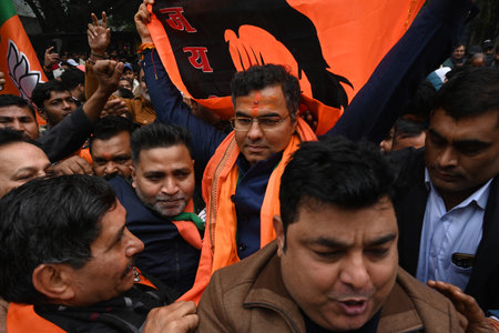 NEW DELHI INDIA JANUARY 15 2025 BJP candidate from New Delhi Assembly Parvesh Sahib Singh along with...