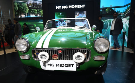 NEW DELHI, INDIA - JANUARY 18: MG Cars displayed during the Bharat Mobility Global Expo 2025, at Pragati Maidan, on January 18, 2025 in New Delhi, India. India's largest Auto Components Show brings 1,000+ exhibitors, product launches, and global delegatioのeditorial素材