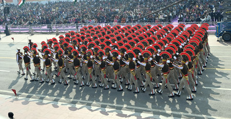 NEW DELHI INDIA JANUARY 23 2025 Delhi Police Contingent during the full dress rehearsal for the...