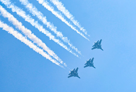 NEW DELHI INDIA JANUARY 23 2025 Sukhoi Jets seen during Flypast by Indian Air Force as a part of...