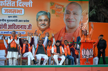 NEW DELHI INDIA JANUARY 23 2025 Uttar Pradesh Chief Minister Yogi Adityanath seen during a public...
