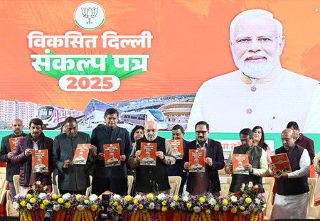 NEW DELHI INDIA JANUARY 25 2025 Union Home Minister and Cooperation Minister Amit Shah along with...