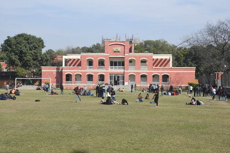 NEW DELHI, INDIA - FEBRUARY 7: Students of St Stephen's College coming out as Bomb Hoax call received at Delhi University, on February 7, 2025 in New Delhi, India. The police said the bomb threat email to St Stephen's colleges and two schools in Delhi andのeditorial素材