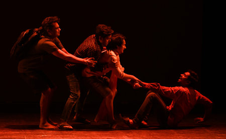 NEW DELHI INDIA FEBRUARY 12 2025 Artists of Aura The Group perform a Hindi Play 7:40 Ki Ladies...