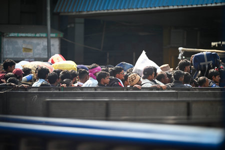 NEW DELHI, INDIA - FEBRUARY 17: Crowds of Passengers seen over New Delhi Railway Station a day after the Stampede reportedly resulting in the death of 18 people on February 17, 2025 in New Delhi, India. (Photo by Sanchit Khanna/Hindustan Times )のeditorial素材