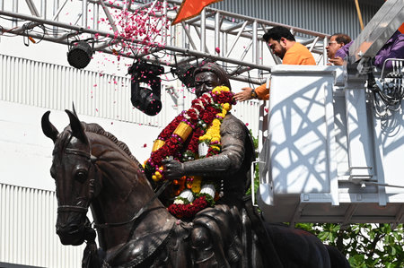 NAVI MUMBAI INDIA FEBRUARY 19 2025 Chatrappati Shivaji Maharaj Jayanti celebration of Shivaji chowk...