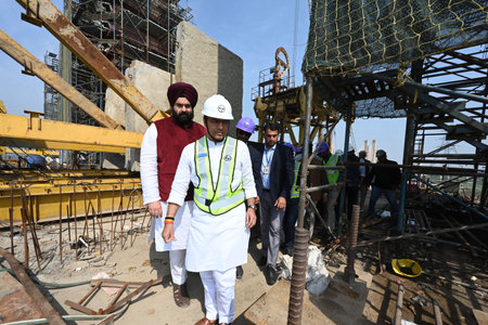 NEW DELHI, INDIA - FEBRUARY 22: Parvesh Verma, PWD Minister of the Government of Delhi inspects the...