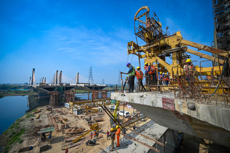 NEW DELHI, INDIA - FEBRUARY 22: A view of the ongoing construction of Barapullah Phase 3 on February...
