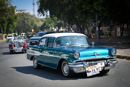 NEW DELHI, INDIA - MARCH 2: Vintage cars seen during The Statesman Vintage and Classic car rally at...
