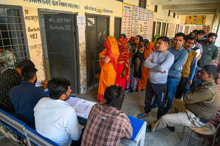 Gurgram, India-March 02, 2025: 95-year-old Basanti Devi comes out after cast her vote during the...