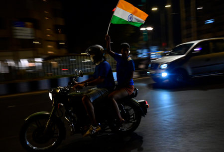 MUMBAI INDIA MARCH 9 2025 Cricket lovers celebartes after Indian Cricket team wins Champions Trophy ...