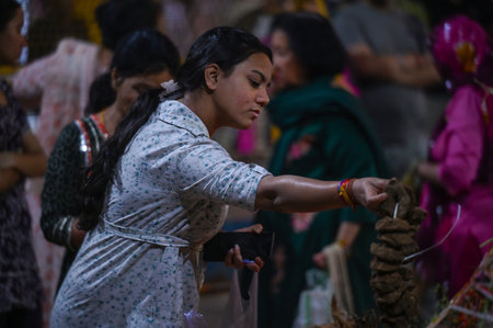 NOIDA, INDIA - MARCH 14: Hindu devotees burn Holika at Sanatan Dharma Mandir Sector 19 on Thursday...