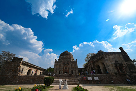 NEW DELHI, INDIA - MARCH 22: People seen out on a cloudy day at Lodhi Gardens, on March 22, 2025 in New Delhi, India. (Photo by Sanchit Khanna/Hindustan Times )のeditorial素材