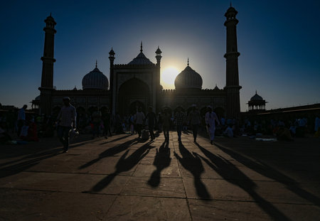 NEW DELHI, INDIA - MARCH 30: Devotees seen a day before EID festival at Jama Masjid, on March 30, 2025 in New Delhi, India. (Photo by Sanchit Khanna/Hindustan Times )のeditorial素材