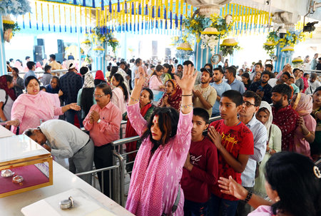 NEW DELHI, INDIA - MARCH 30:  Devotees reached Jhandewalan Temple for worship on the first day of...