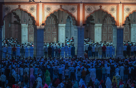 NEW DELHI, INDIA - MARCH 30: Devotees seen a day before EID festival at Jama Masjid, on March 30, 2025 in New Delhi, India. (Photo by Sanchit Khanna/Hindustan Times )のeditorial素材
