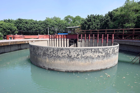 NEW DELHI INDIA APRIL 3 2025 A view of Wazirabad Water Treatment Plant on April 3 2025 in New Delhi...