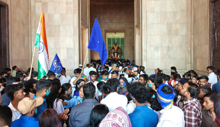LUCKNOW INDIA APRIL 14 2025 Thousands of people gathered at Ambedkar Park Gomti Nagar to celebrate the 134th birth anniversary of Bharat Ratna Dr Bhimrao Ambedkar on April 14 2025 in Lucknow India Photo by Deepak Gupta Hindustan Timesのeditorial素材