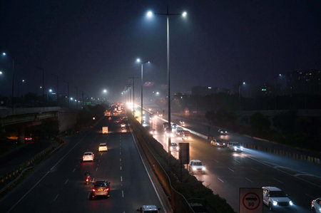 GURUGRAM, INDIA â€“ JANUARY 2: A view of National Highway-48 amid morning hazy weather at Iffoc...